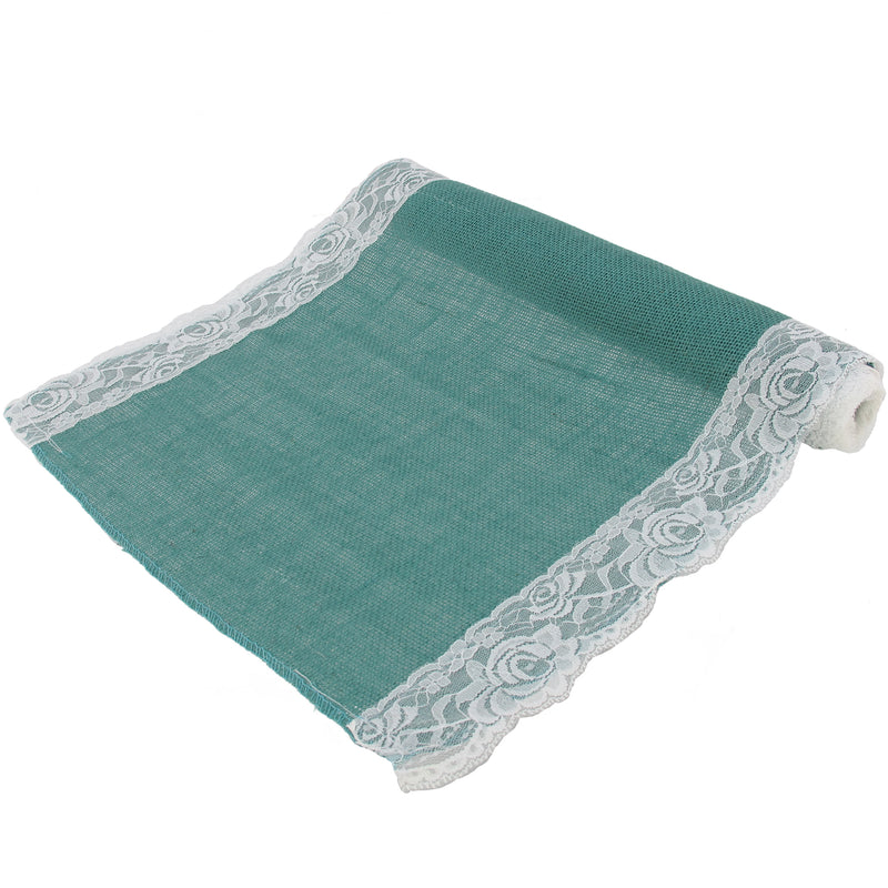 Colored Burlap Lace Trim Table Runners