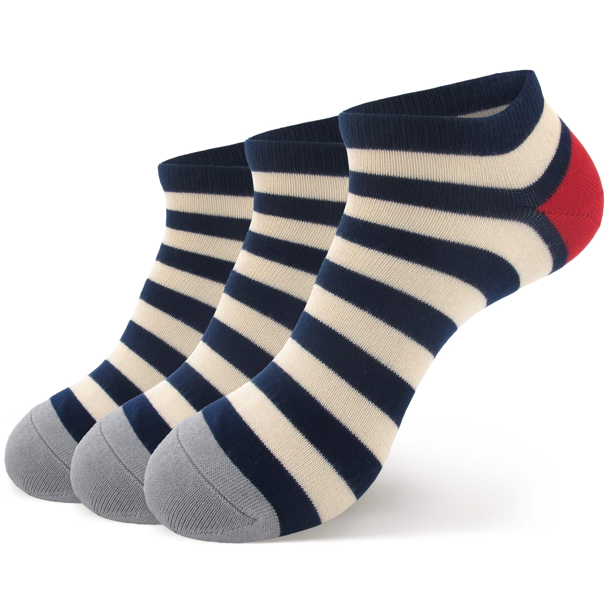 3 pairs of navy bamboo striped socks