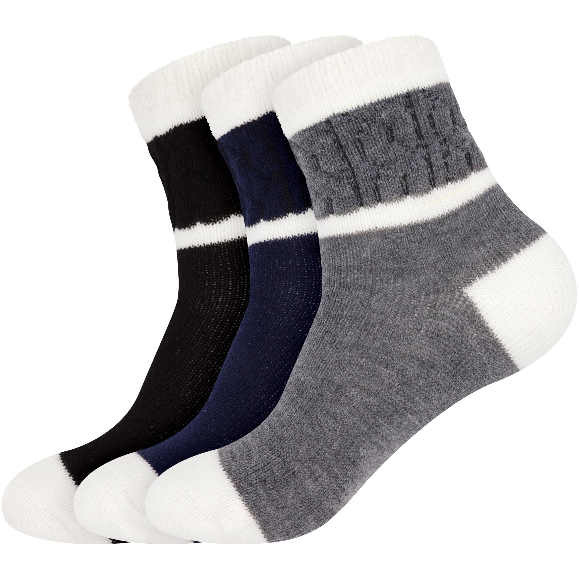 Women's Funky Double Layer Cabin Socks: 3 Pairs