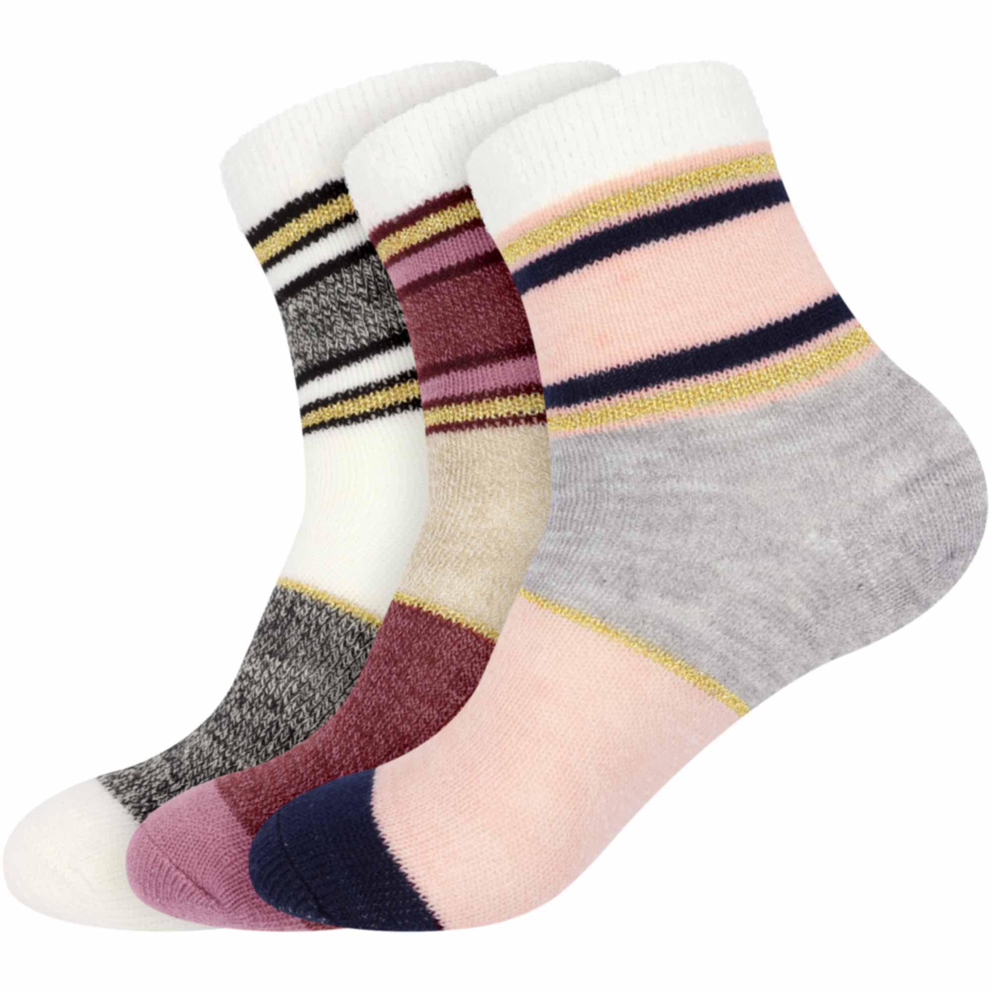 Women's Funky Double Layer Cabin Socks: 3 Pairs