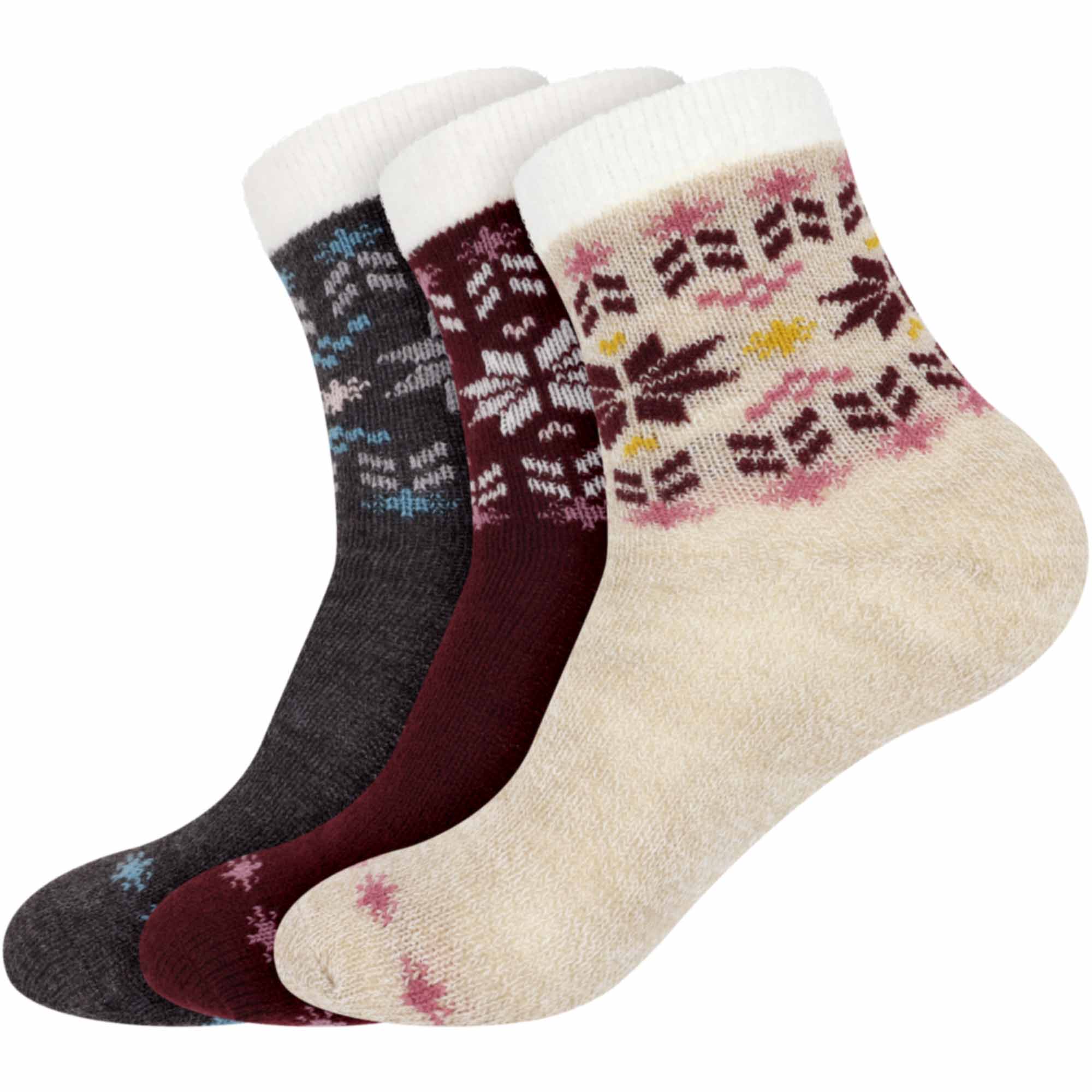 Women's Funky Double Layer Cabin Socks: 3 Pairs