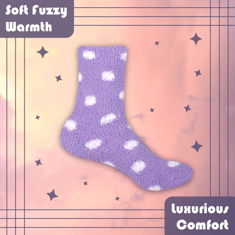 Women's Fuzzy Polka Dots Socks - 4 Pair