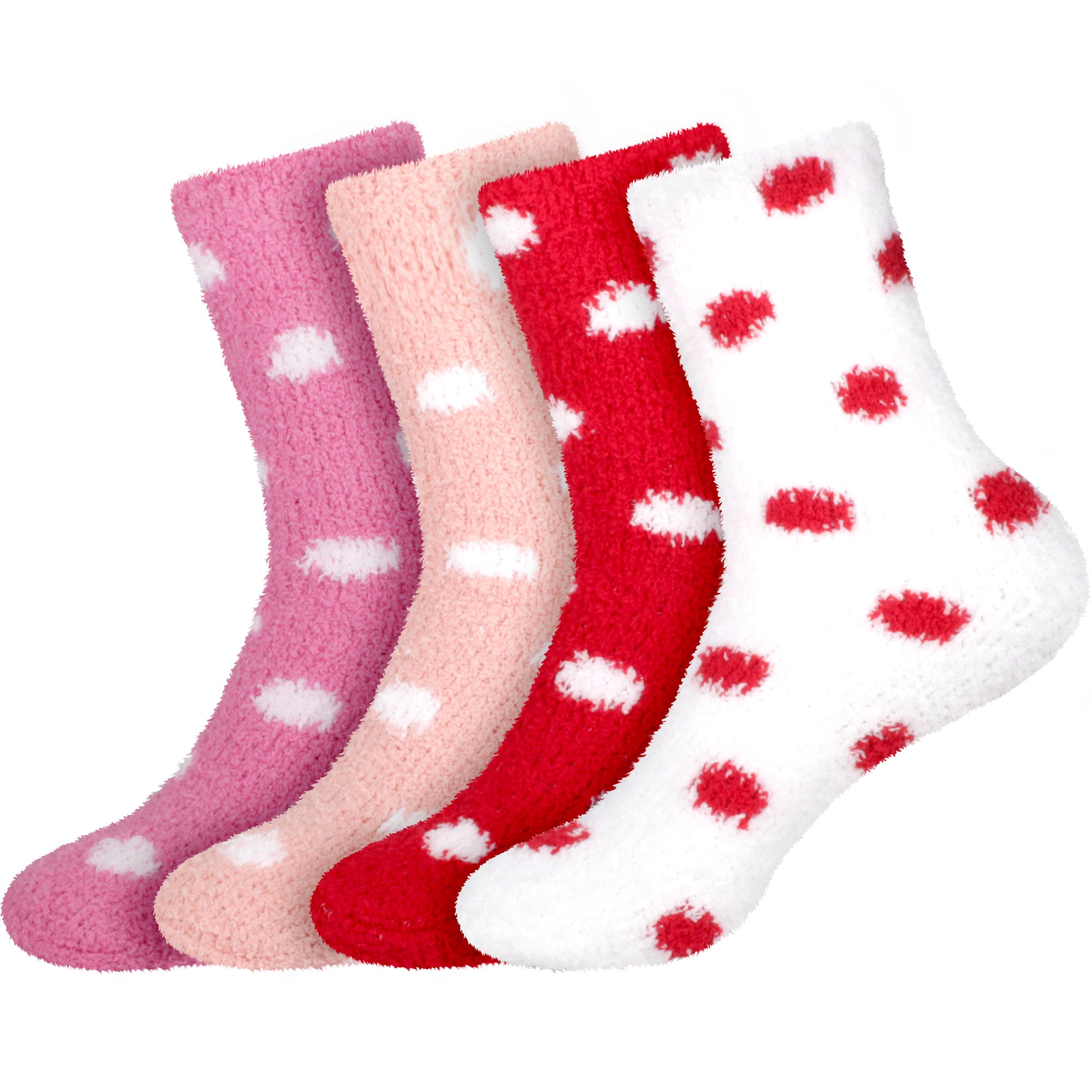 Women's Fuzzy Polka Dots Socks: 4 Pairs