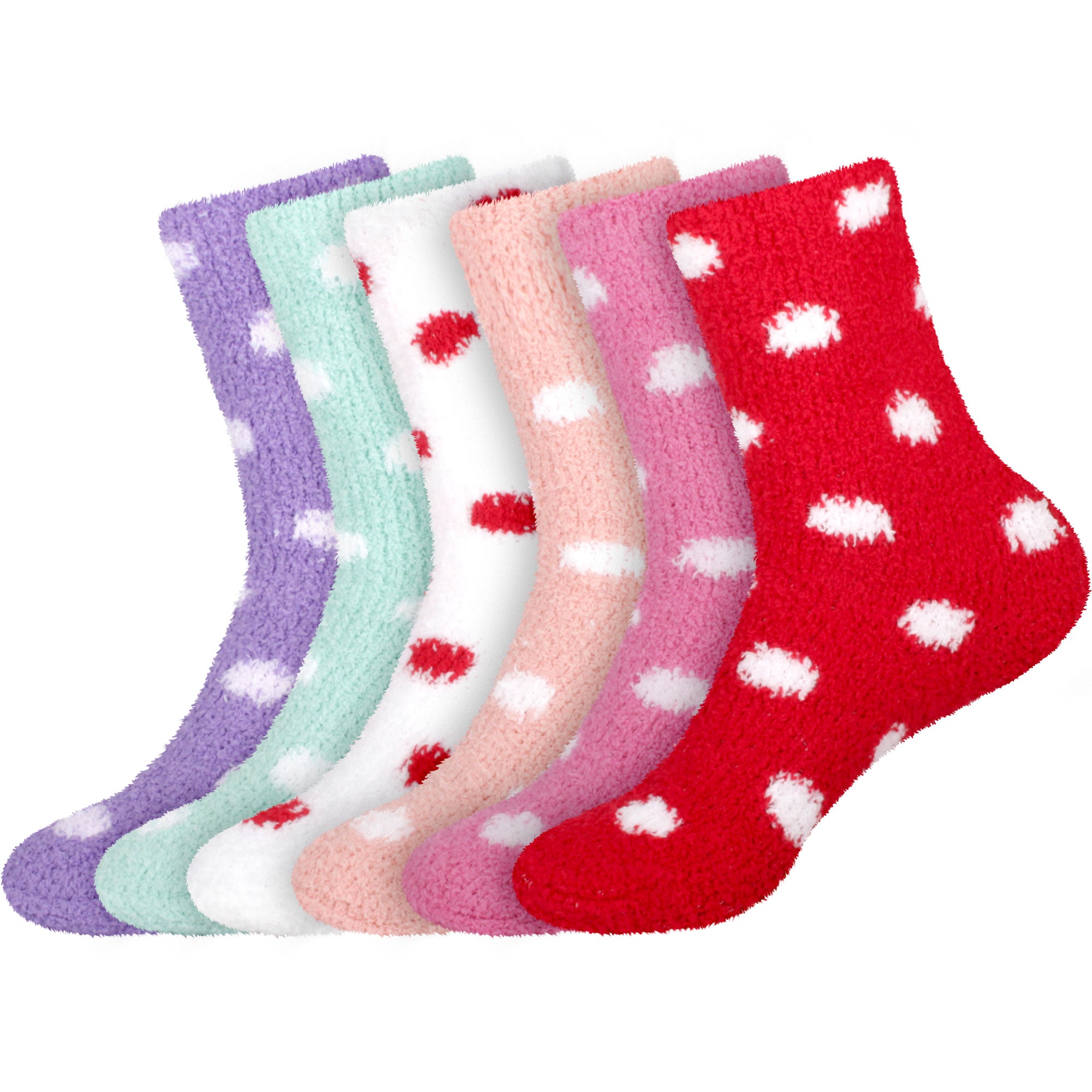 Women's Fuzzy Polka Dots Socks: 6 Pairs