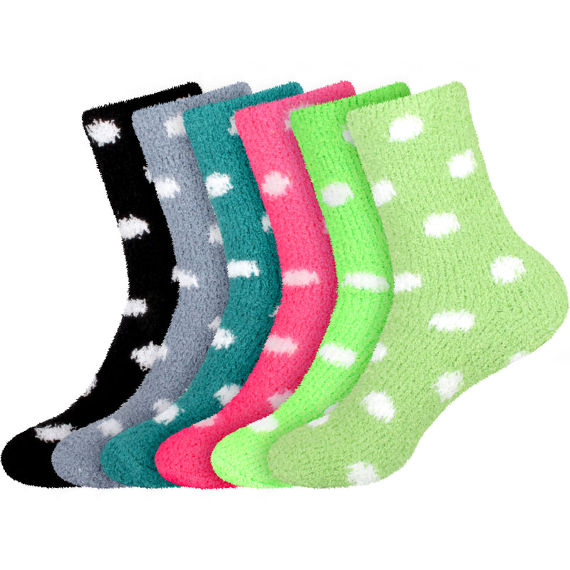Women's Fuzzy Polka Dots Socks - 6 Pair