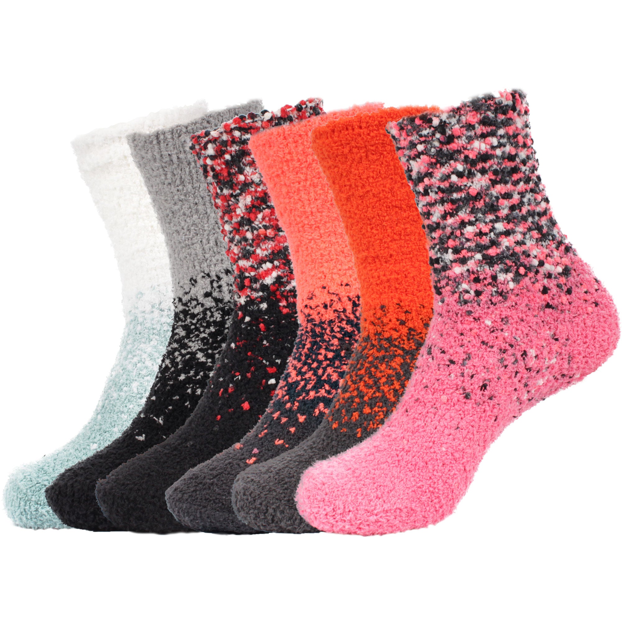 Women's Fuzzy Gradient Home Socks - 6 Pair