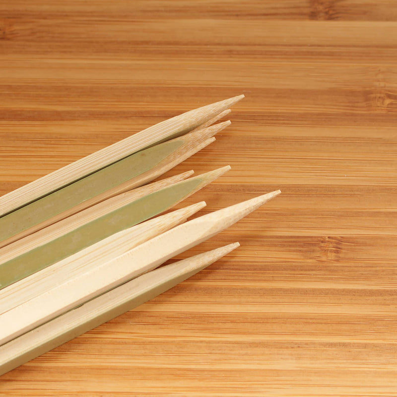 natural bamboo square skewers tips closeup