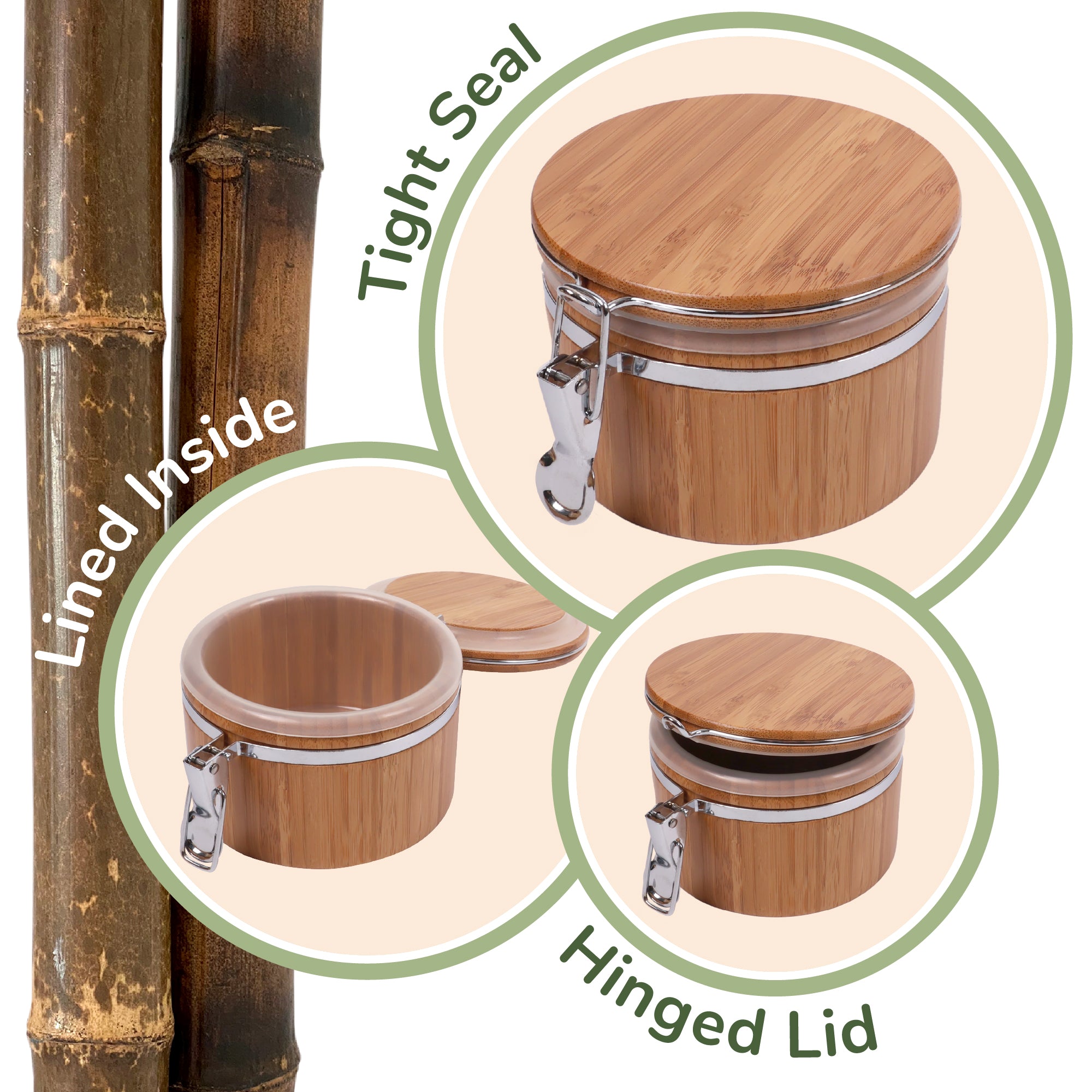 Hinged Cylindrical Large Bamboo Containers