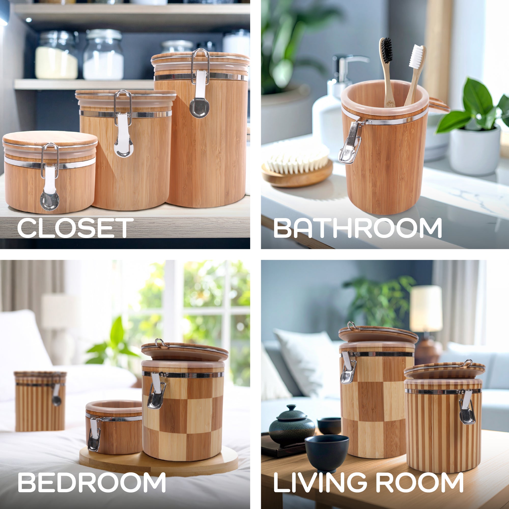Hinged Cylindrical Large Bamboo Containers
