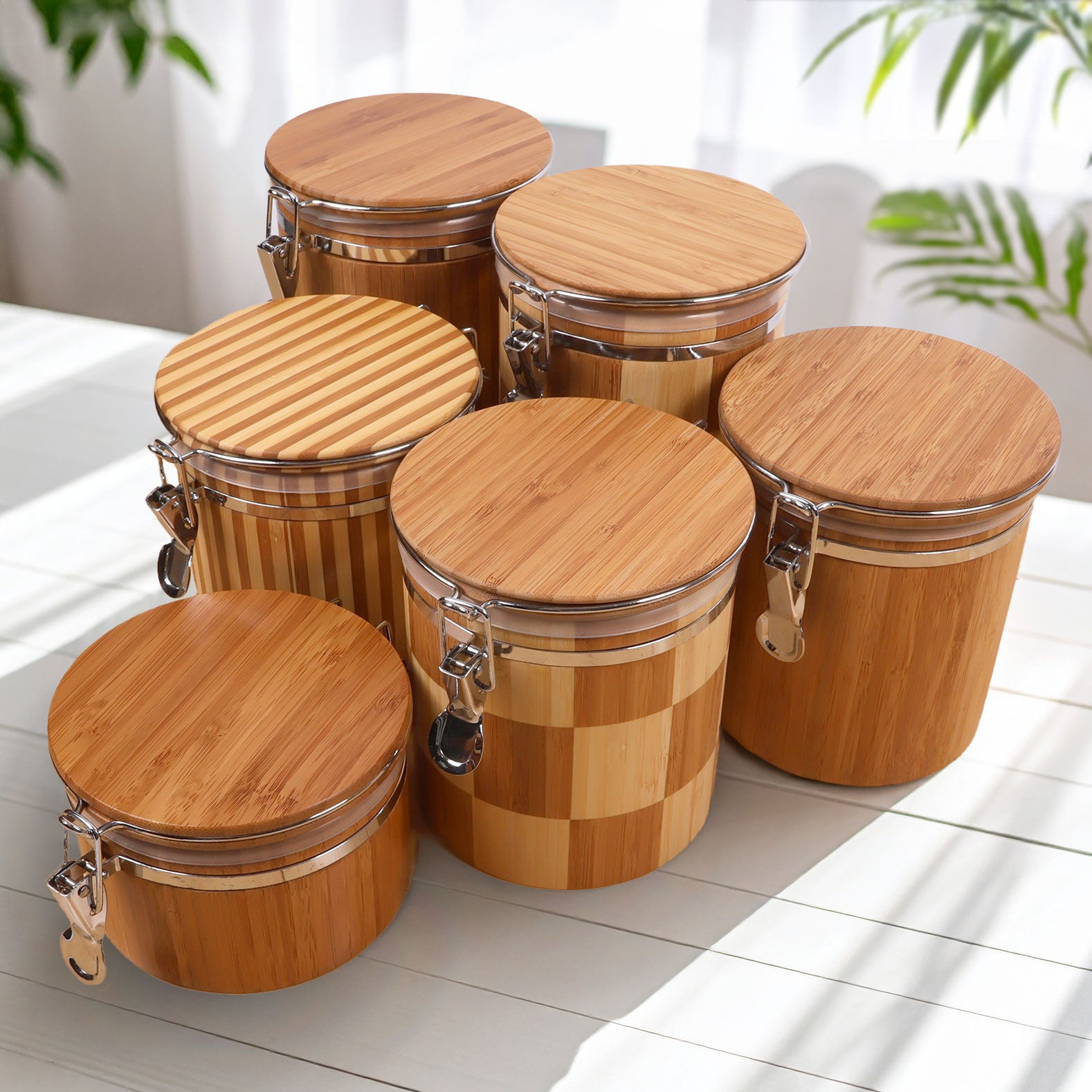 Hinged Cylindrical Large Bamboo Containers