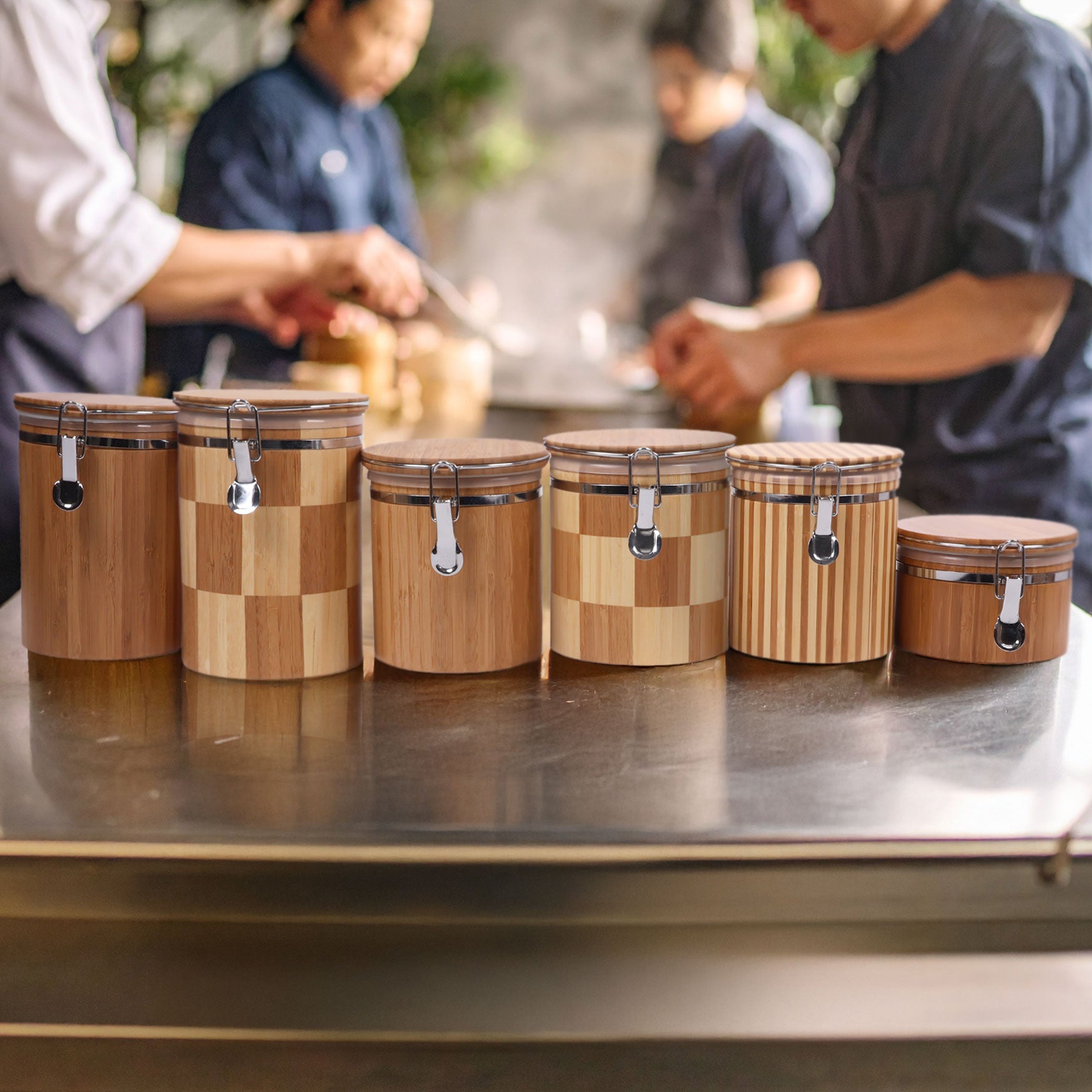 Hinged Cylindrical Large Bamboo Containers