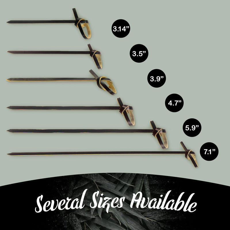 black bamboo knot picks skewers toothpicks sizes measure tape ruler several available