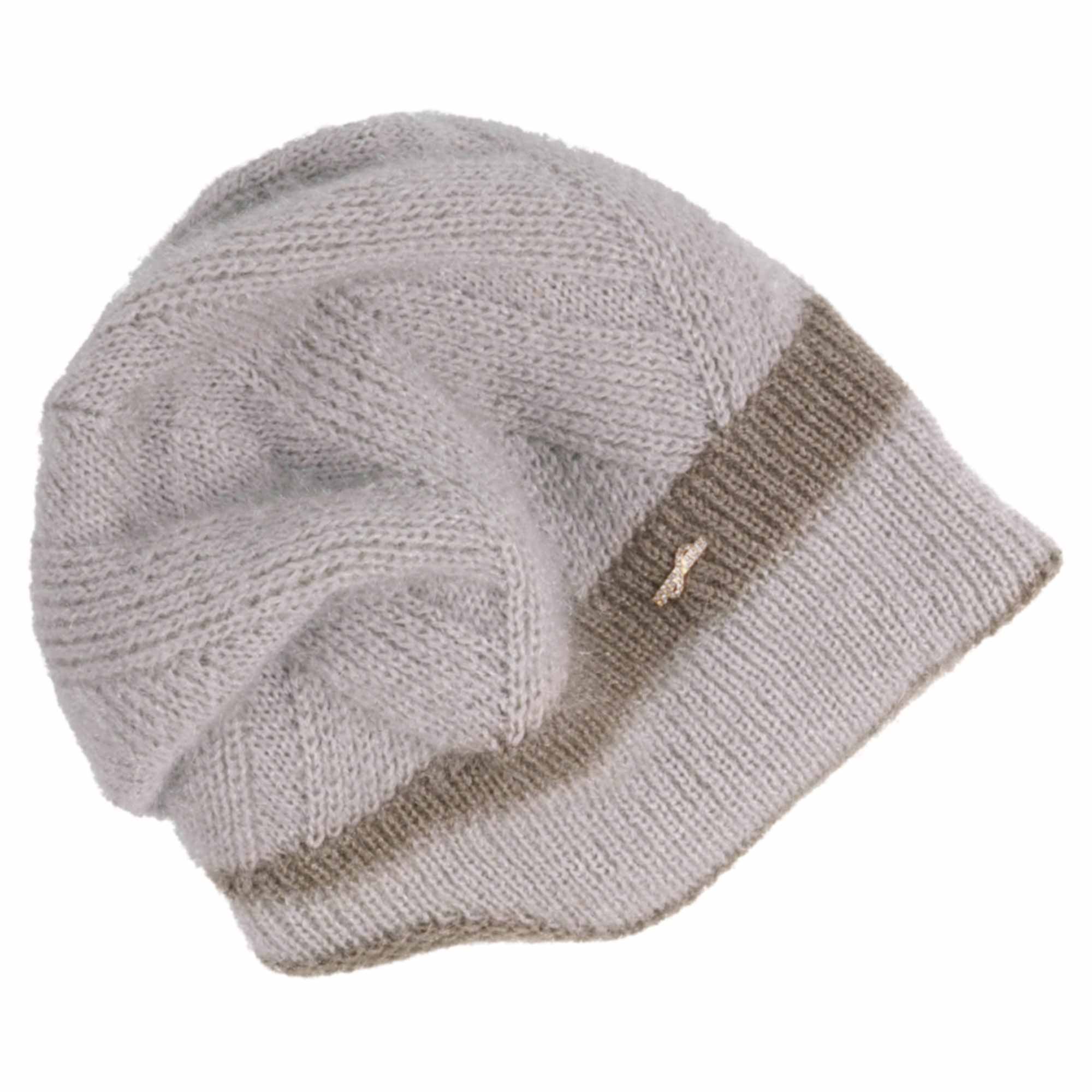 grey charm double layer knit beanie flat lay