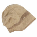 tan charm double layer knit beanie