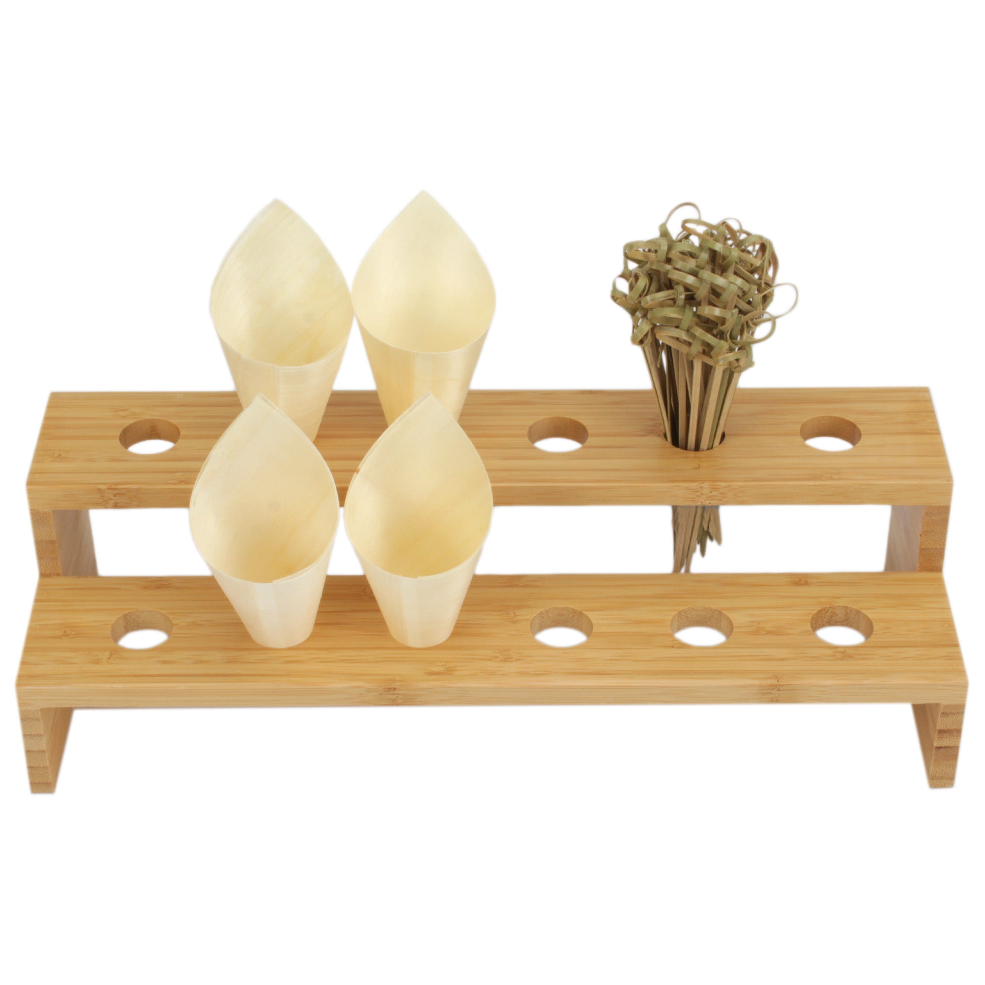 Natural Bamboo Cone Stands w/ Skewers and Wood Cones