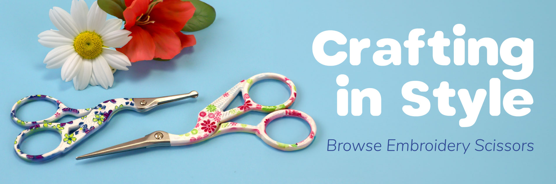 colorful embroidery scissor banner