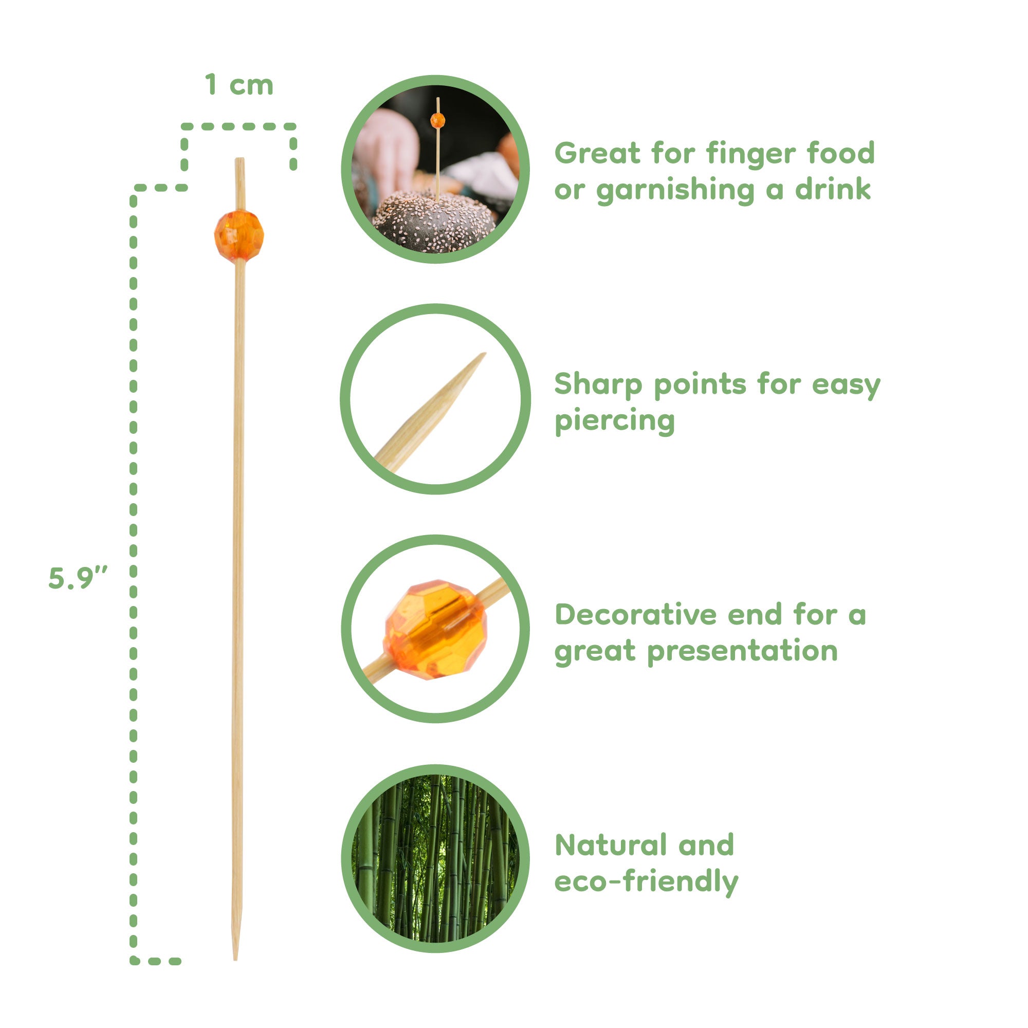 Circle Diamond Bamboo Food Picks