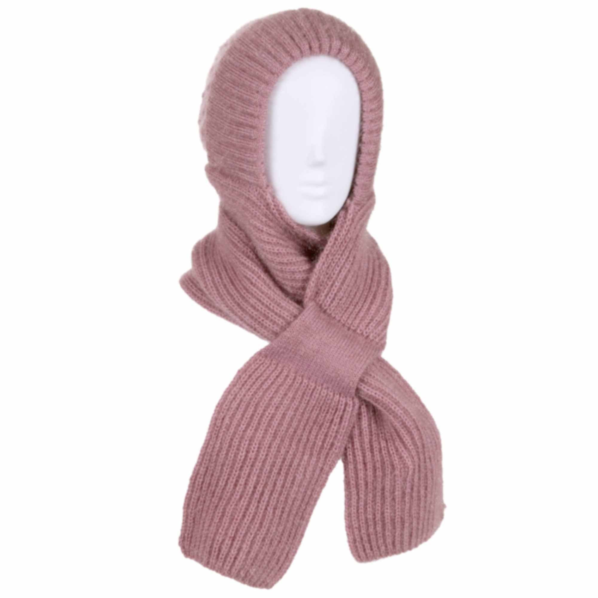 frosted bloom hooded scarf with fleece-lined hood pink