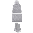 Unisex Winter Pom Pom Hat, Infinity Scarf and Glove Set