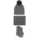 Unisex Winter Pom Pom Hat, Infinity Scarf and Glove Set