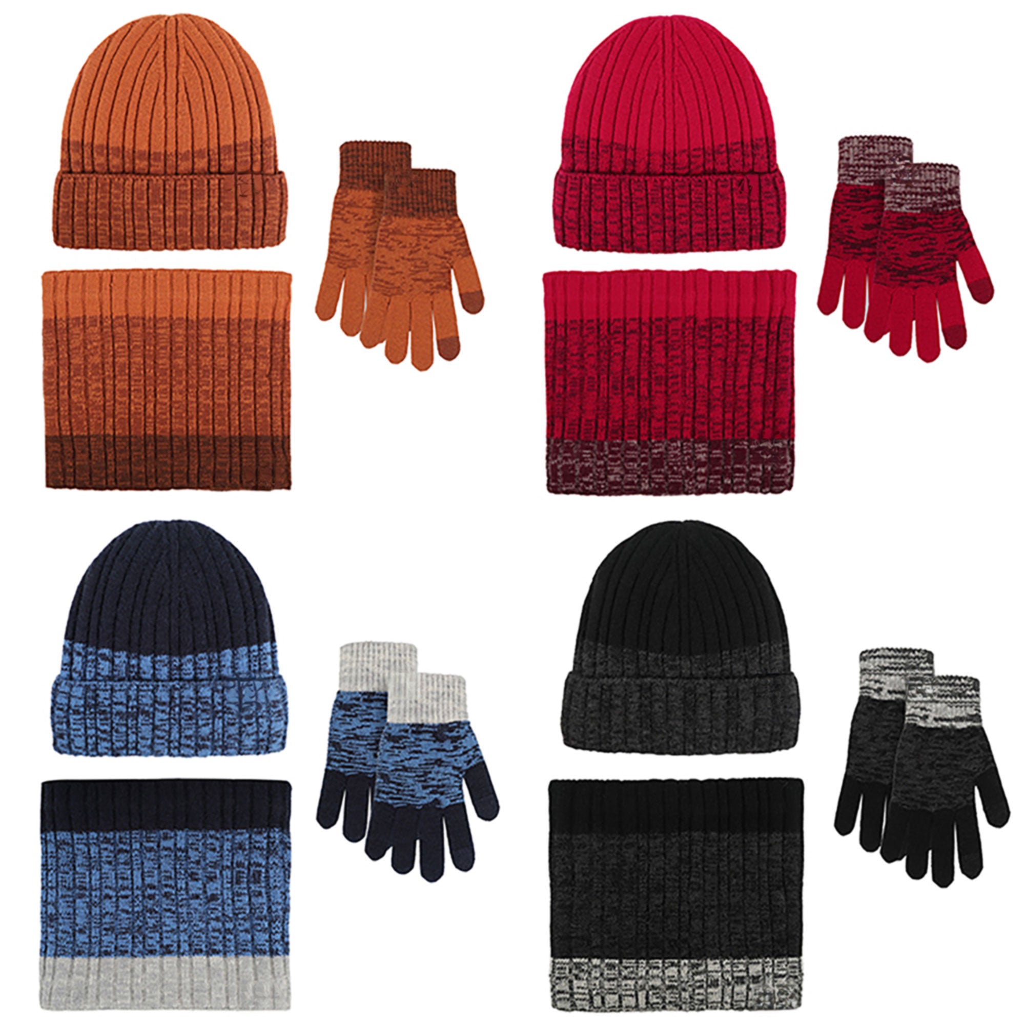 Unisex Winter Beanie, Infinity Scarf and Glove Set