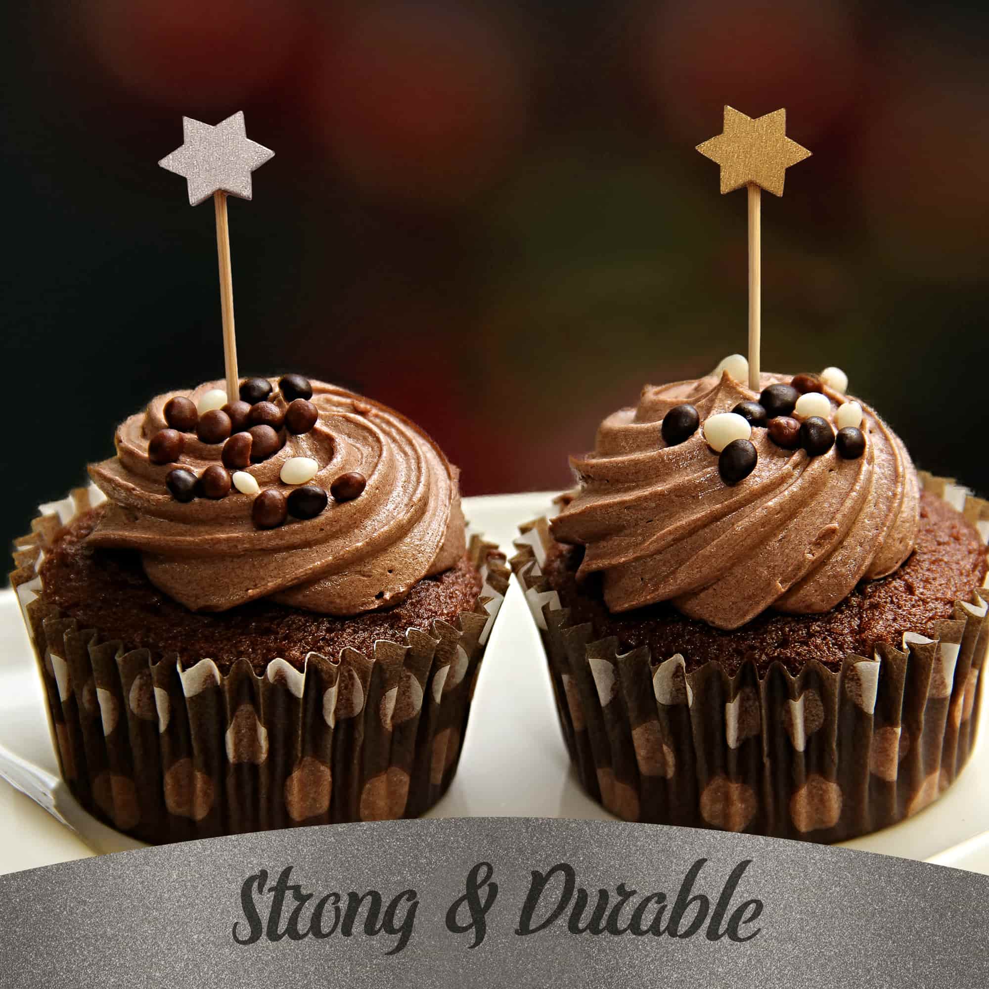 holiday 6 point star bamboo picks skewers food drink blue white gold silver dessert strong durable