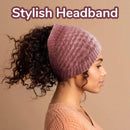 stylish pink knit headband with ear warmer