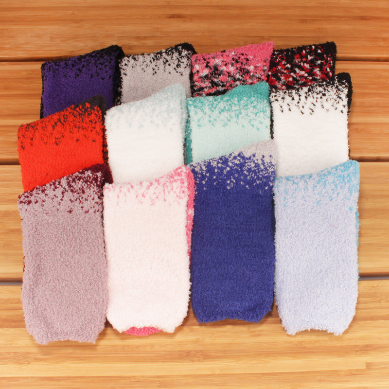 Women's Fuzzy Gradient Home Socks - 4 Pair