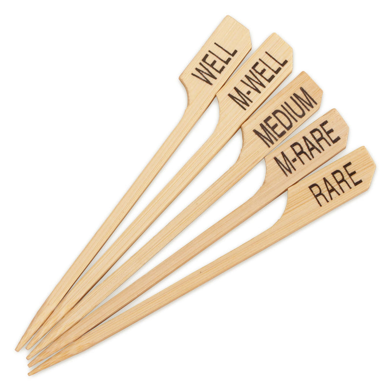 steak label bamboo paddle picks assorted pack