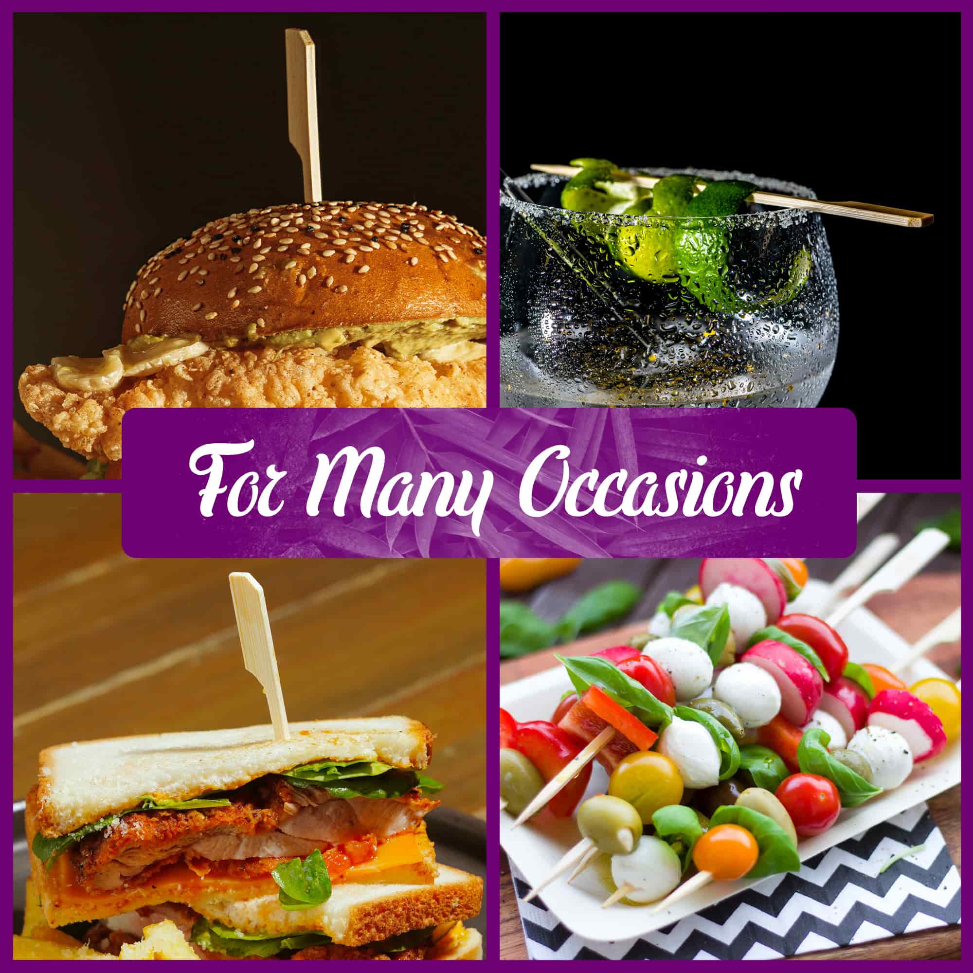 bamboo paddle picks skewers for many occasions chicken burger sandwich martini kebab veggies vegetables
