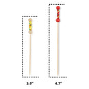string braid bamboo pick red yellow sizes 3.9" 4.7" inch length food drink cocktail