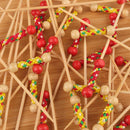 string braid pattern cloth picks red yellow appetizer cocktail