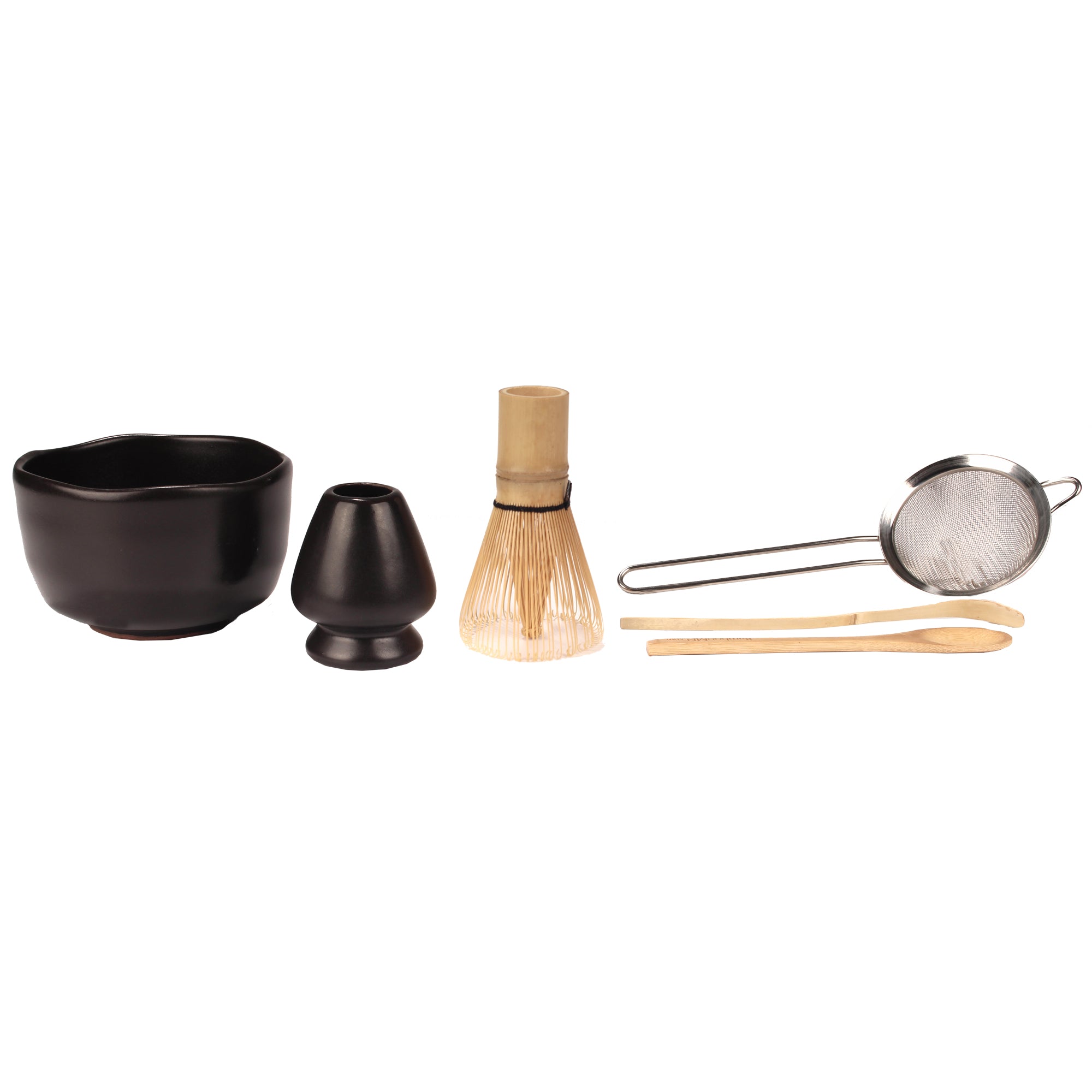 BambooMN Matcha Whisk Starter Set - Chawan Matcha Bowl, Tea Whisk,  Chashaku, Spoon, Matcha Holder, and Bamboo Coaster