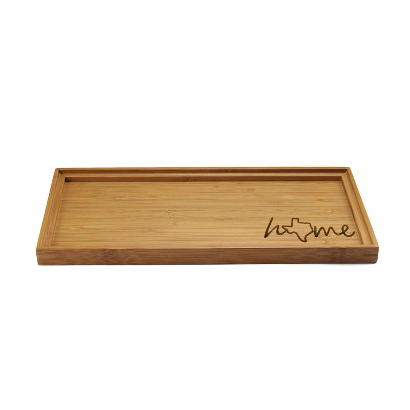 Engraved Bamboo Serving Tray - Home w/ State - Style 1 - Texas