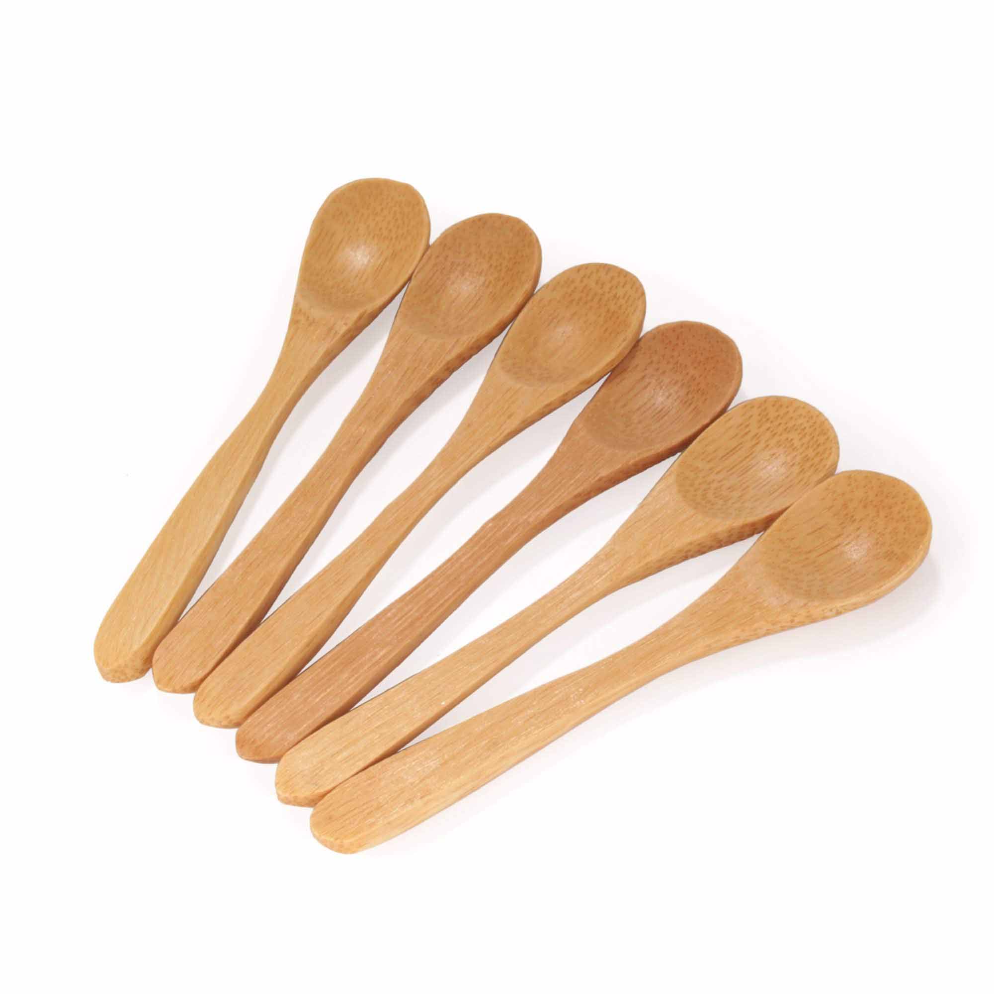 BambooMN Bamboo Spoons, Mini Salt Spoon/Tiny Wooden Spoons for Spices,  30pcs Black Oval 3.5
