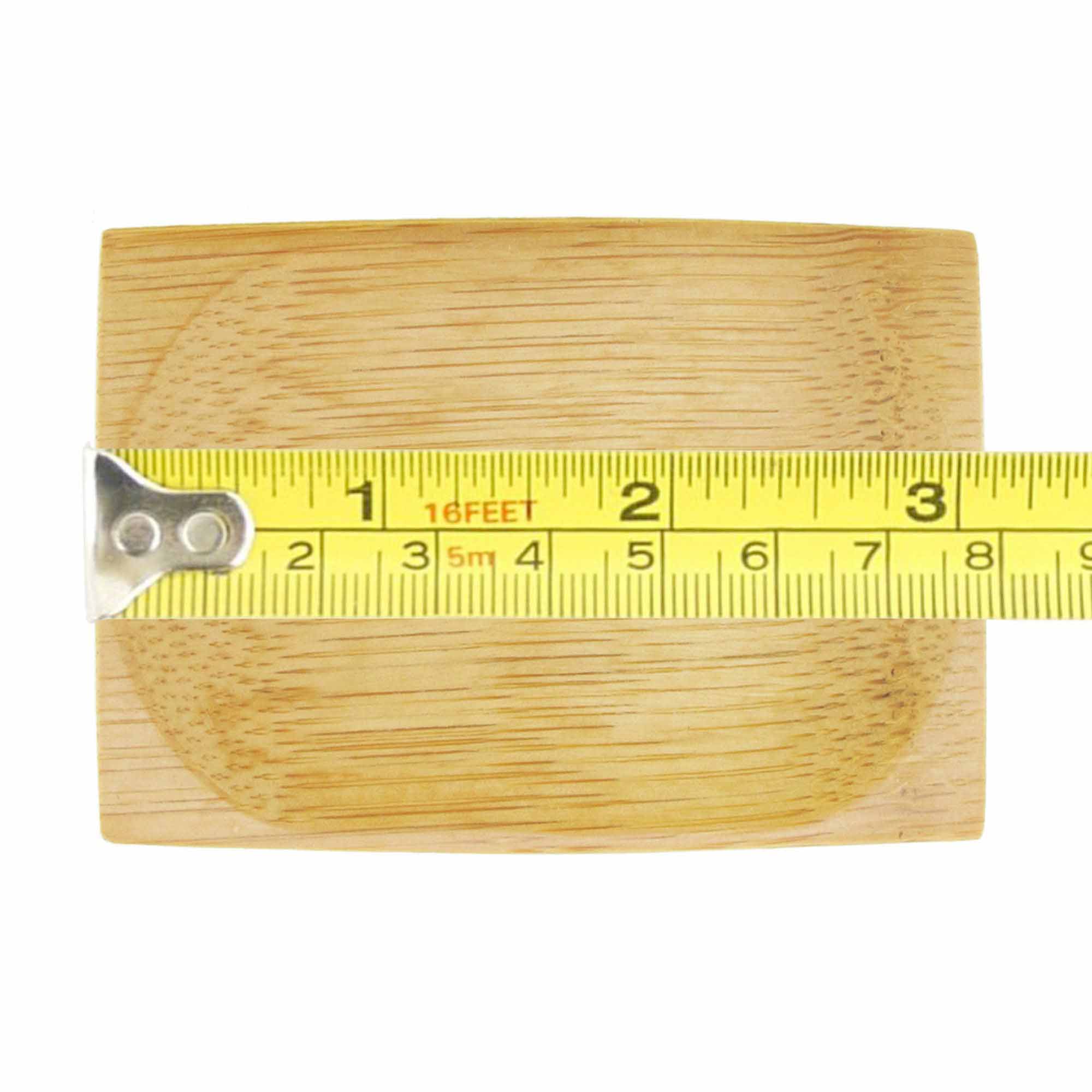 Small Solid Bamboo Dishes - 3.1" x 2.4" Rectangle - Oval Indented