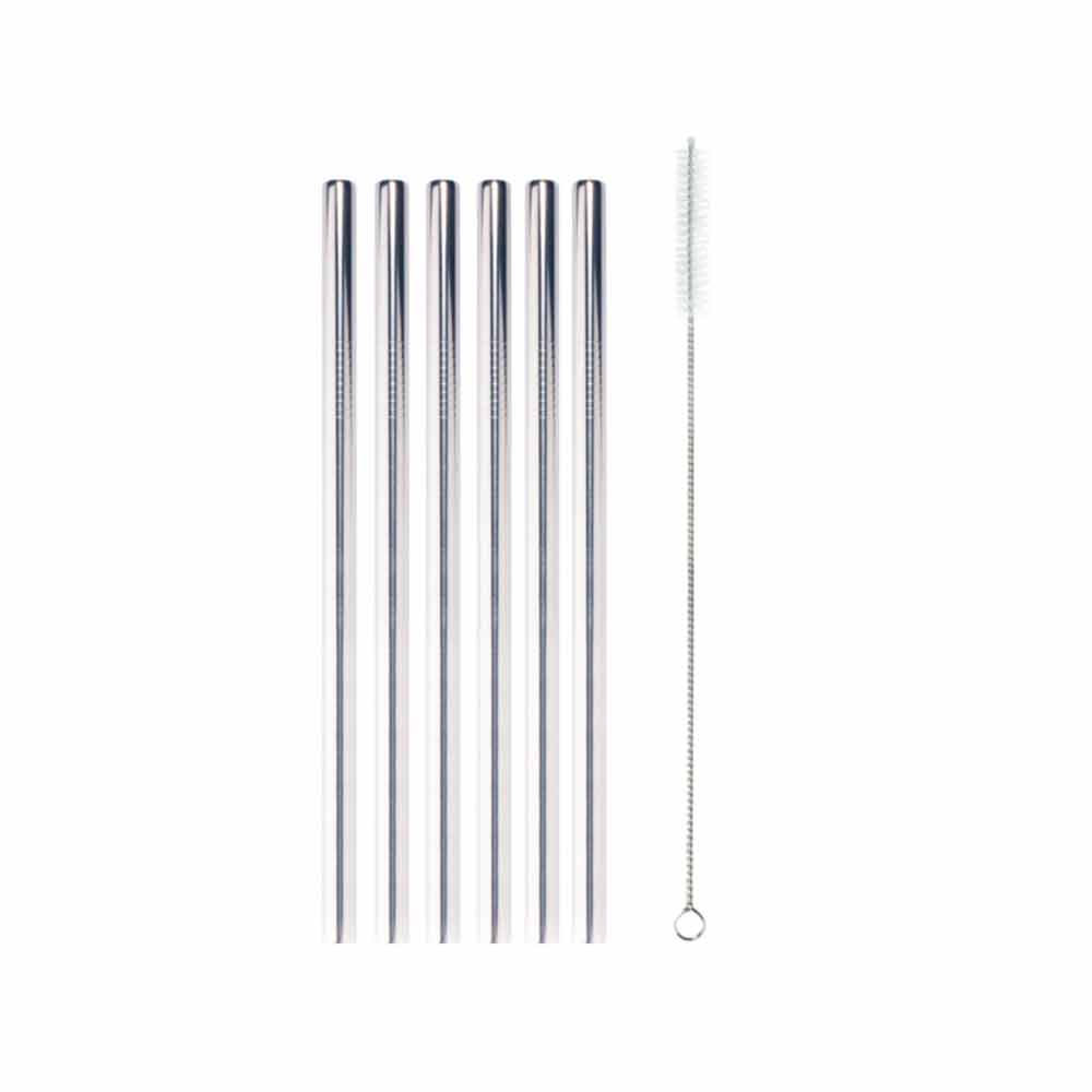 Stainless Steel Reusable Drinking Straw w/ Cleaning Brush