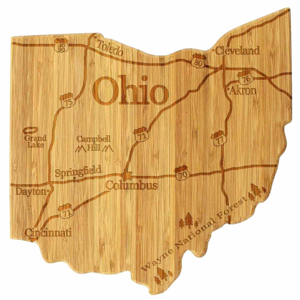 State Silhouette Engraved with Map: Various States