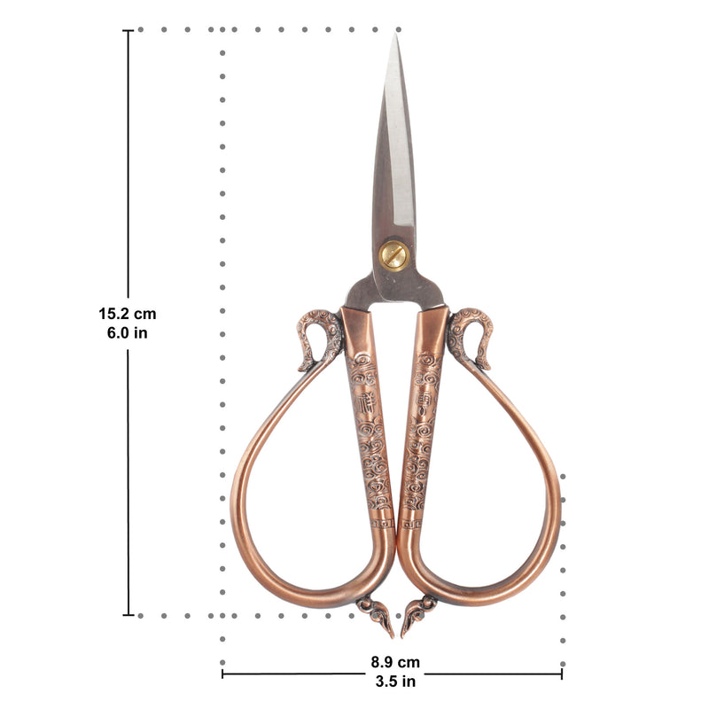 Embroidery Scissors with Chinese Inspired Handles, Dimensions