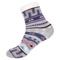 blue/pink/beige/red patterned sock