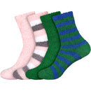 Assorted Fuzzy Stripe Solid Non-Slip Home Socks