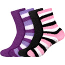 Assorted Fuzzy Stripe Solid Non-Slip Home Socks