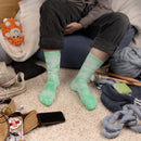 Green tie dye socks worn