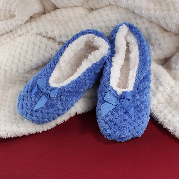 Blue fuzzy slippers