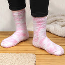 Women's Girl Fuzzy Warm Fluffy Tie-Dye Colorful Fun Crew Socks - 2 Pairs