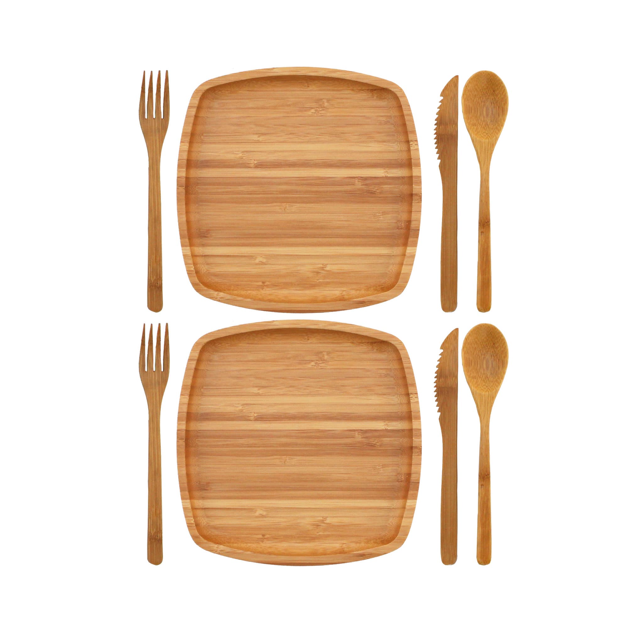 bamboo camping mess 8 x 8 set