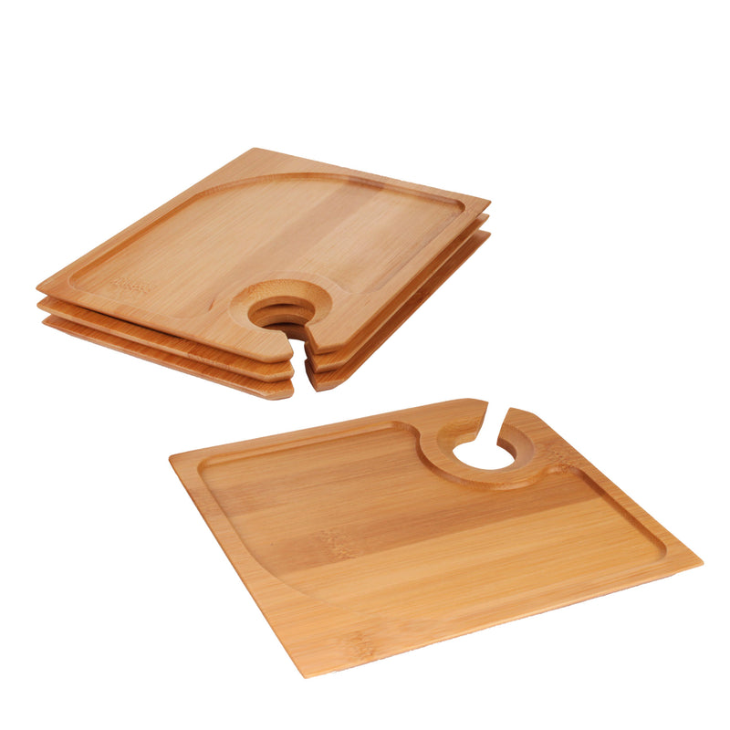 bamboo ecoware appetizer plates with wine glass holder side