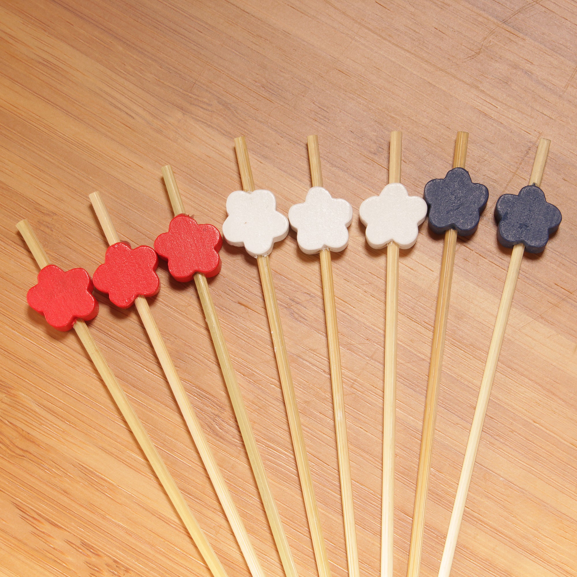 bamboo flower food drink picks assortment red white blue