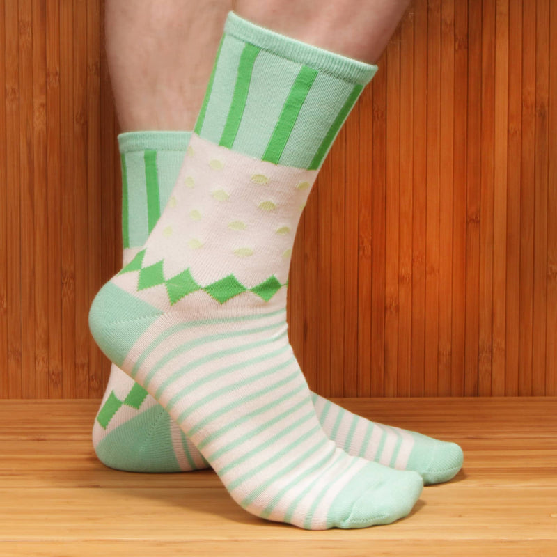 women's bamboo colorful green polka dot socks