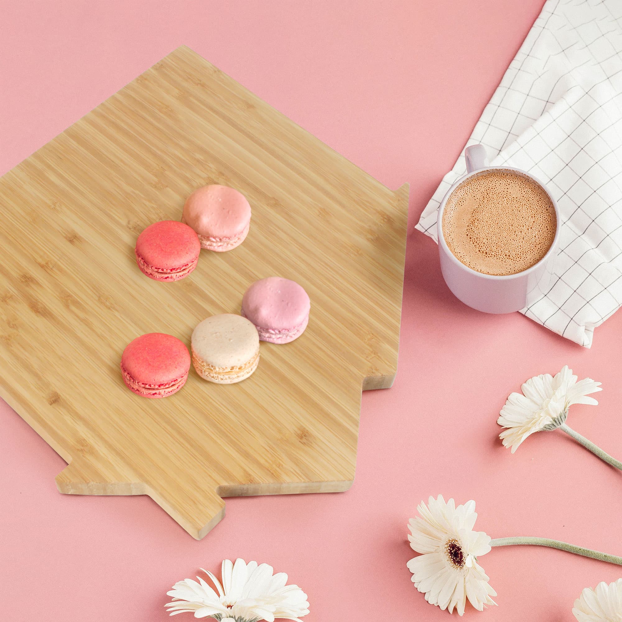 bamboo house cutting board being used as serving tray with food